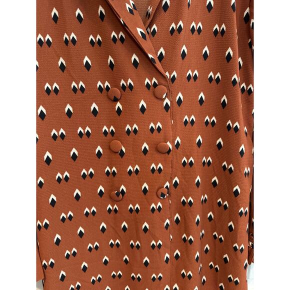 Object by Vero Moda Burnt Orange Geometric Shirt Dress – Size 8 - Picture 6 of 8